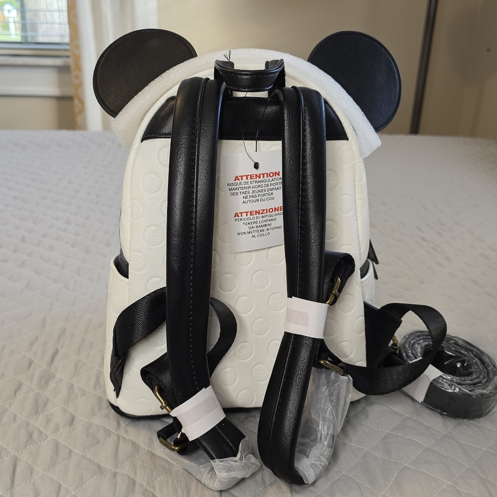 Disney White and Black Mickey Mouse Mini Backpack - Picture 7 of 8